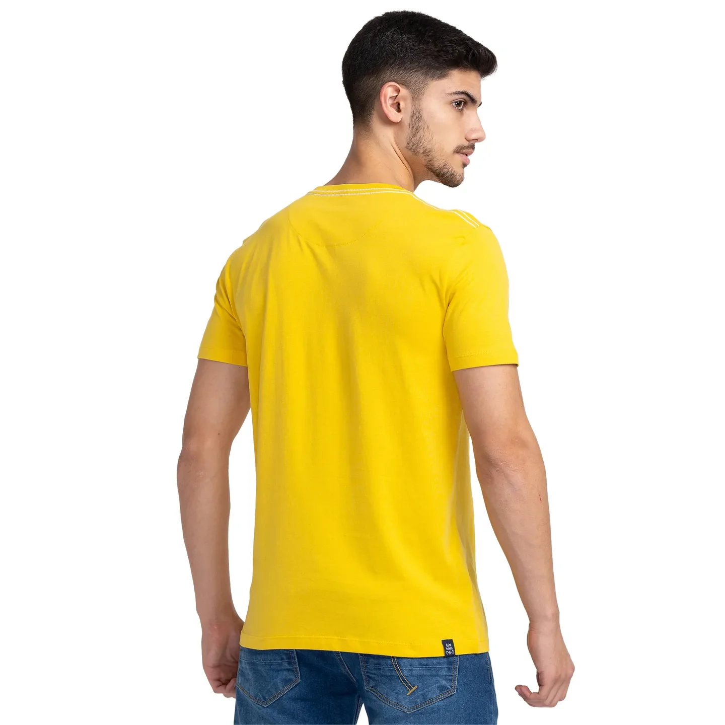 Yellow Regular Fit Men's Short Sleeves T-Shirt by Being Human Clothing - Image 3