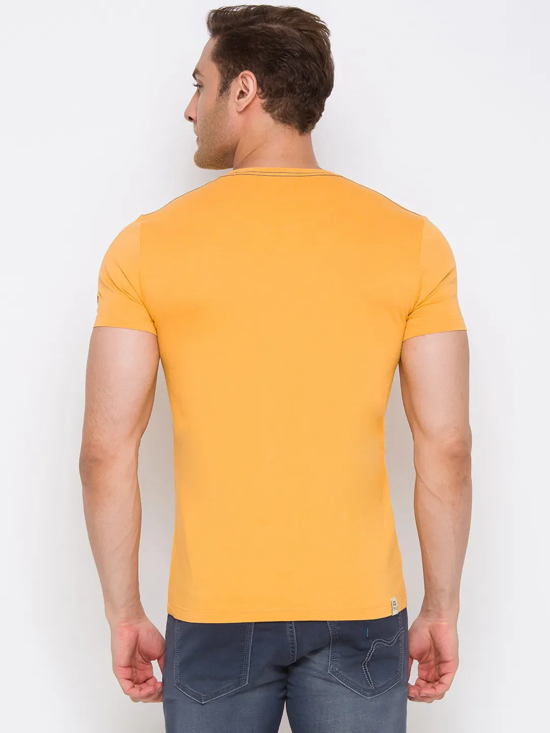 Yellow Regular Fit Men's Short Sleeves T-Shirt by Being Human Clothing - Image 3
