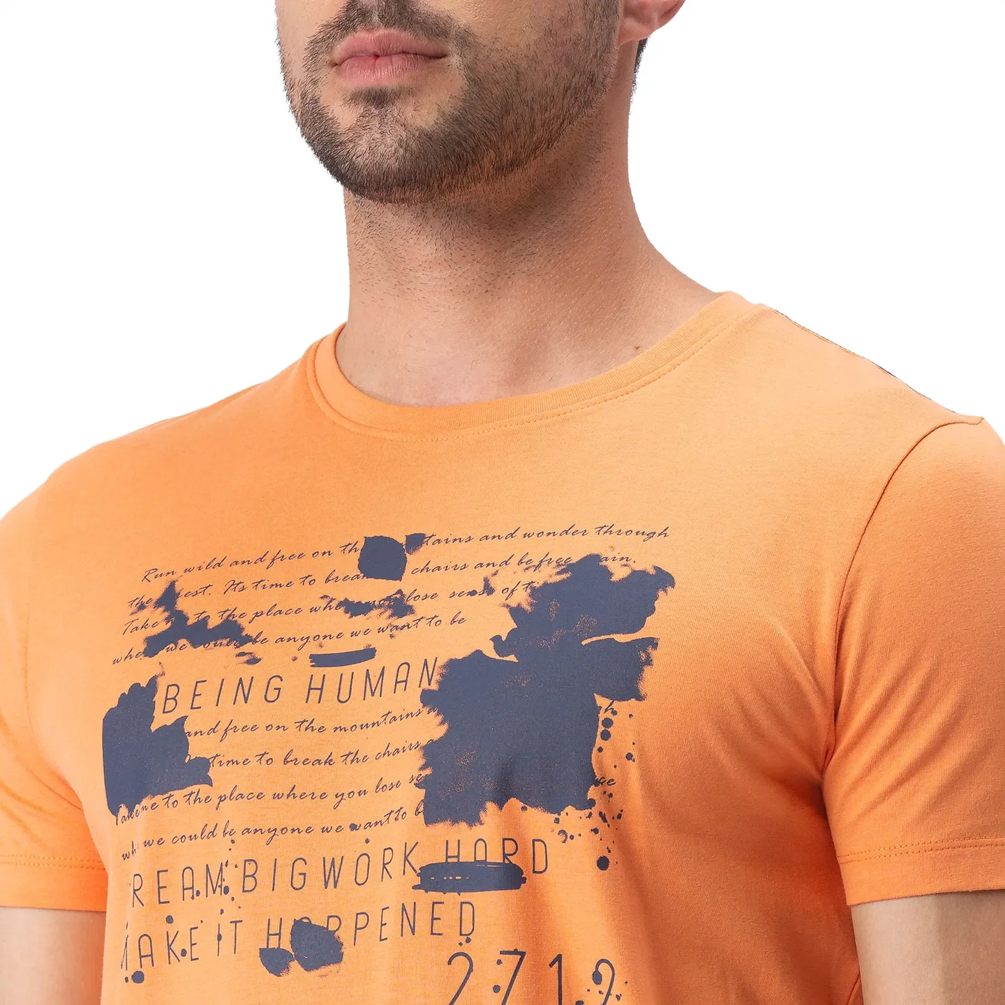 Orange Regular Fit Men's Short Sleeves T-Shirt by Being Human Clothing - Image 4