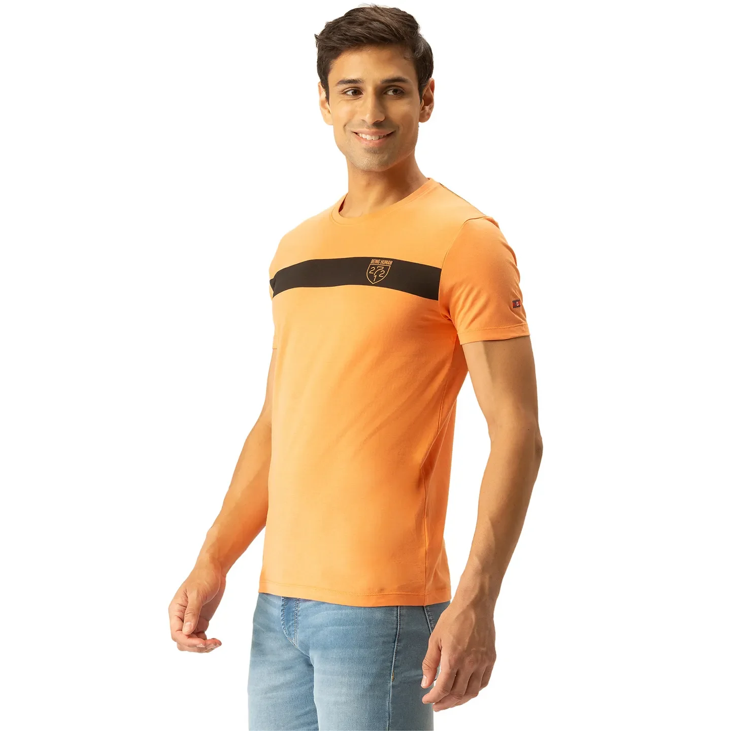 Sunset Orange Regular Fit Round Neck Men's T-Shirt by Being Human Clothing - Image 2