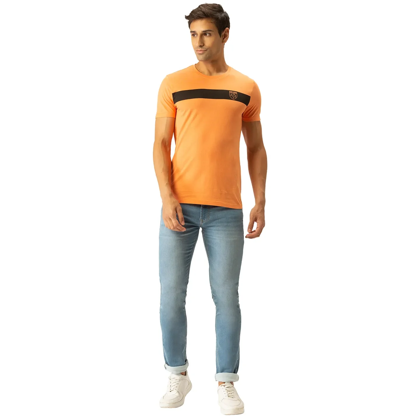 Sunset Orange Regular Fit Round Neck Men's T-Shirt by Being Human Clothing - Image 5