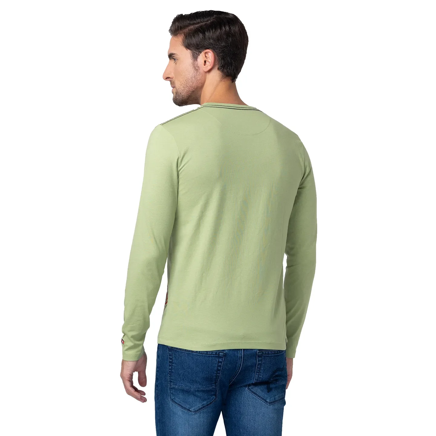 Green Regular Fit Men's Long Sleeves T-Shirt by Being Human Clothing - Image 3