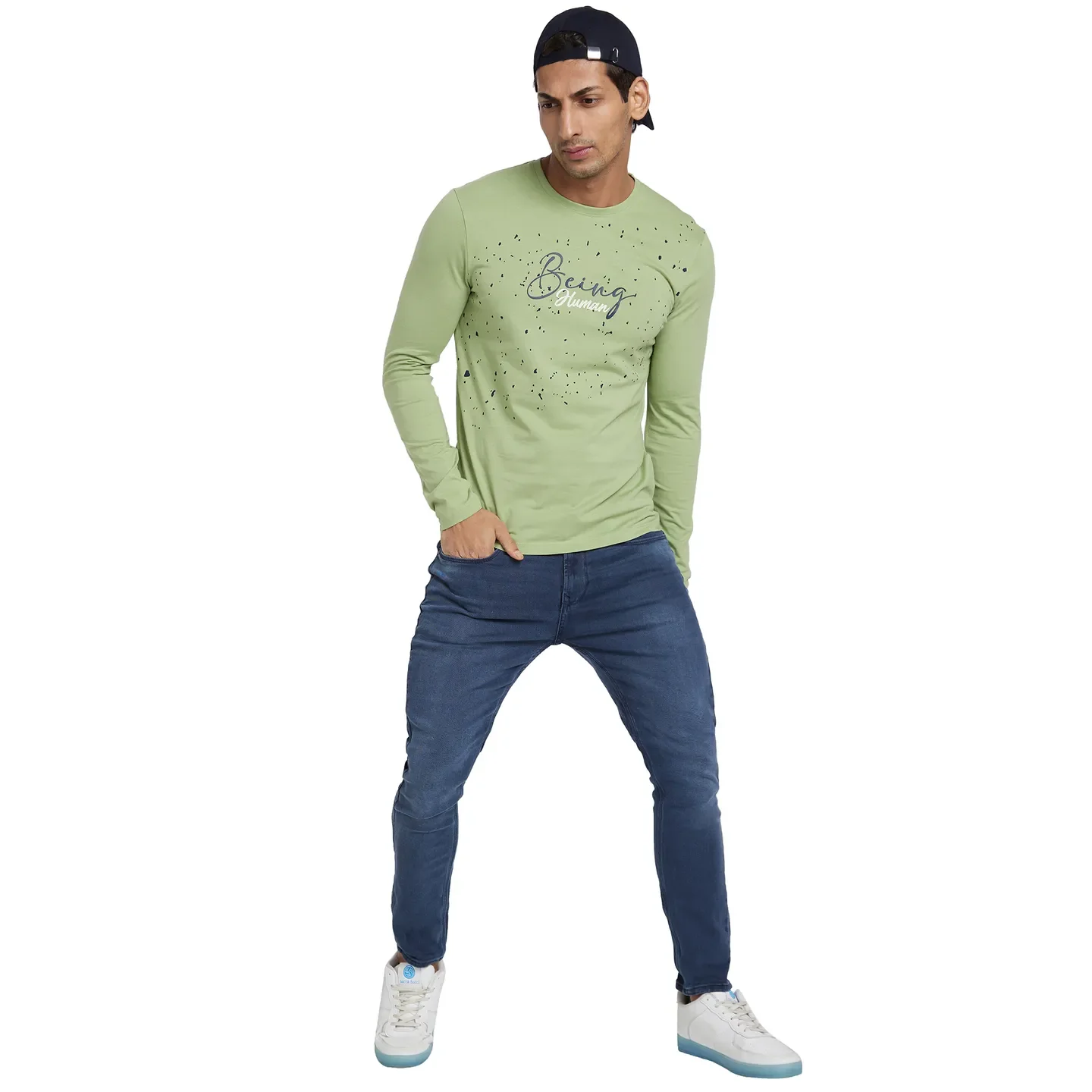 Grey Regular Fit Men's Long Sleeves T-Shirt by Being Human Clothing - Image 6