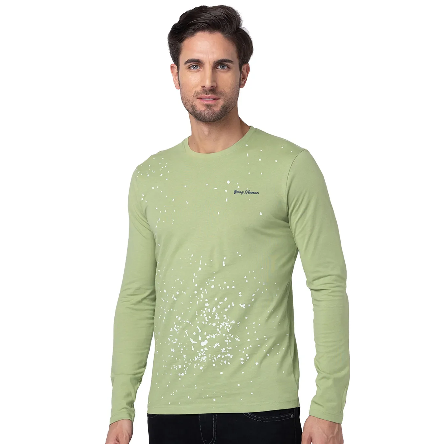 Grey Regular Fit Men's Long Sleeves T-Shirt by Being Human Clothing - Image 2