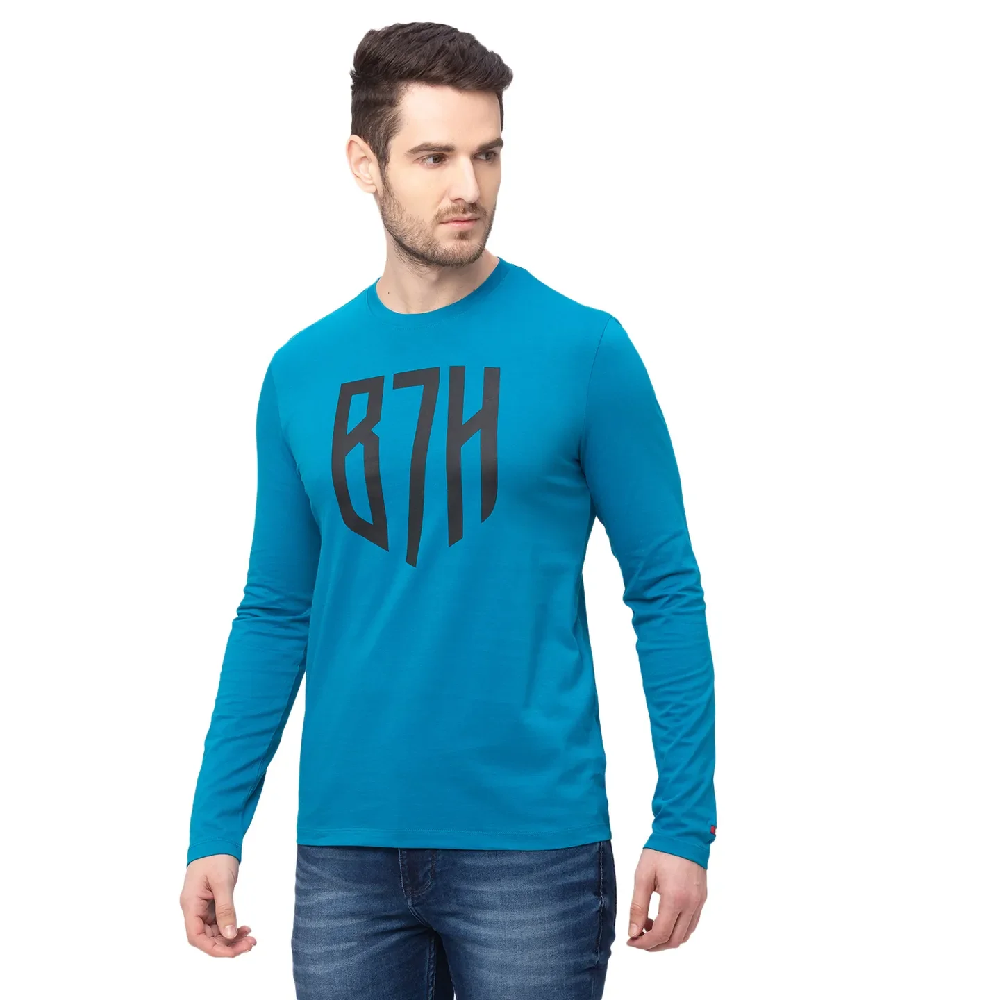 Teal Regular Fit Men's Long Sleeves T-Shirt by Being Human Clothing - Image 3