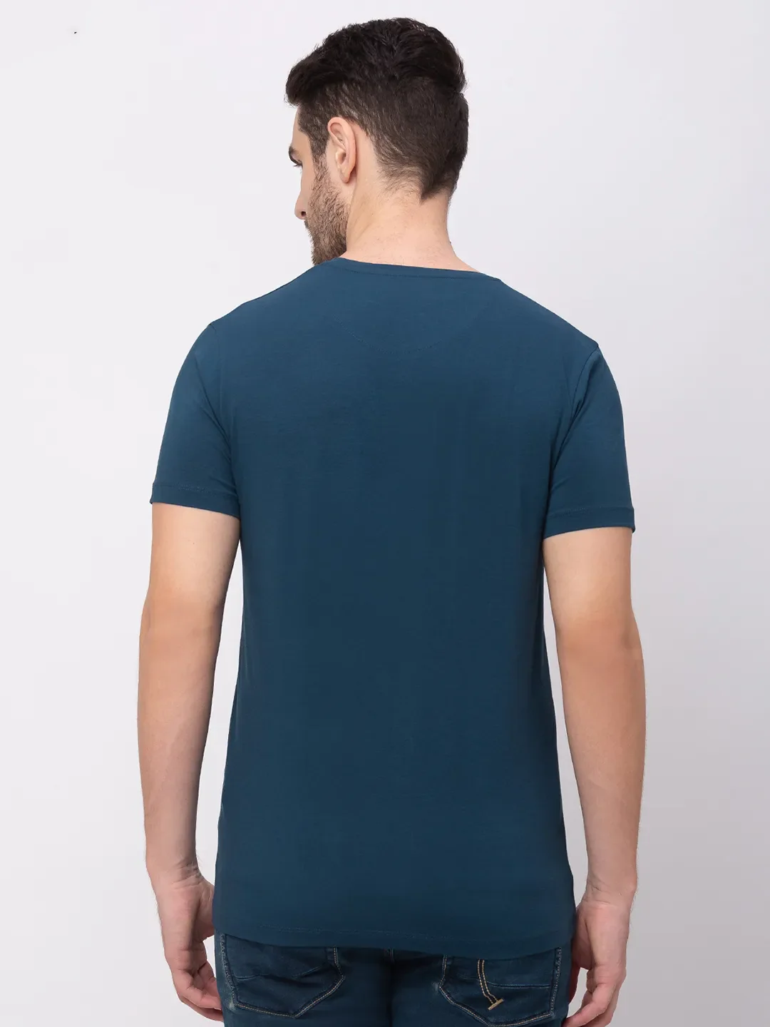 Teal Regular Fit Men's Short Sleeves T-Shirt by Being Human Clothing - Image 2