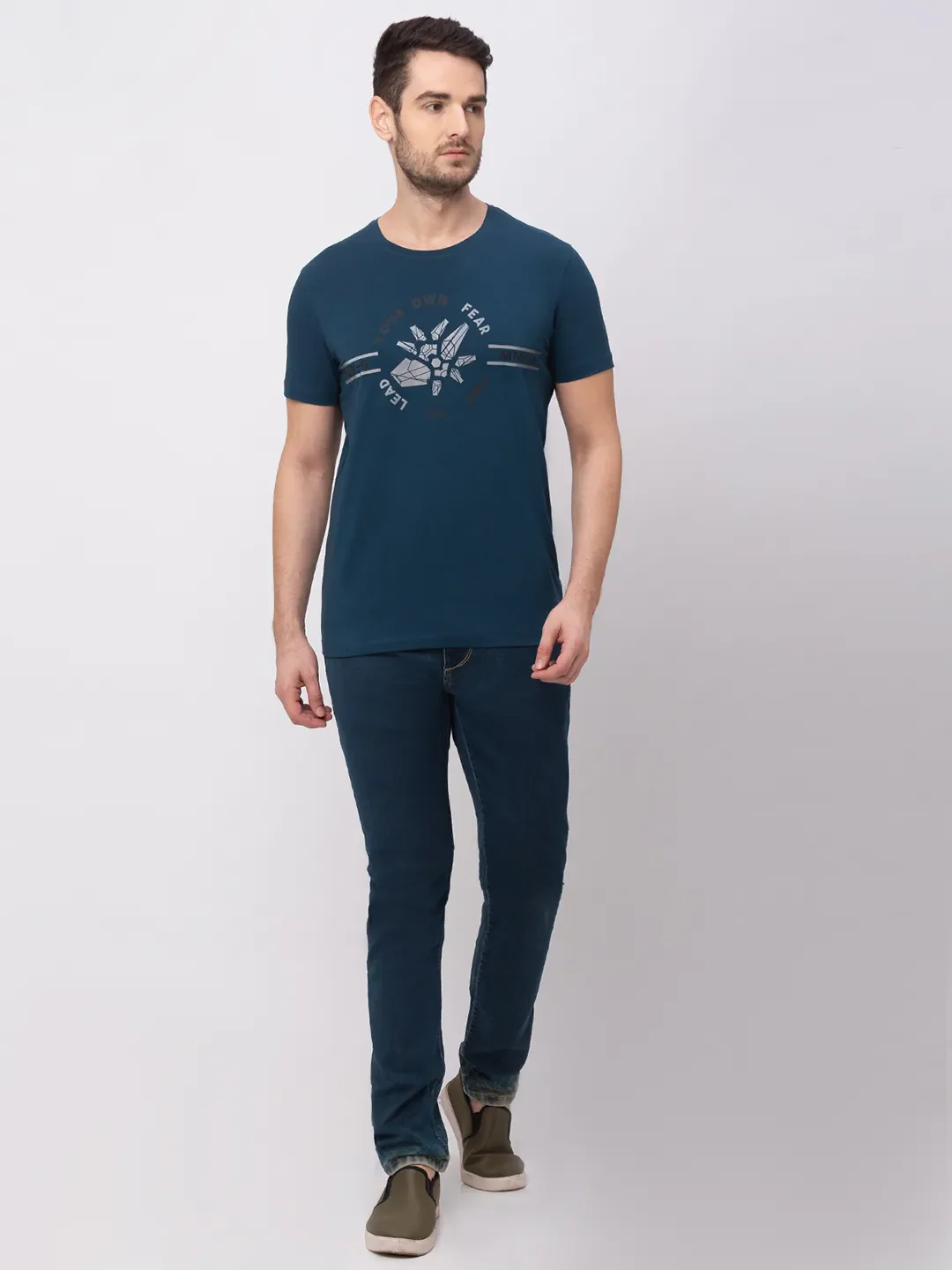 Teal Regular Fit Men's Short Sleeves T-Shirt by Being Human Clothing - Image 5