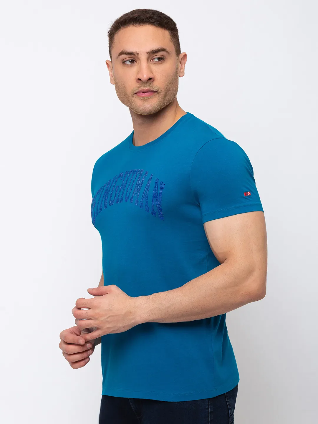 Teal Regular Fit Round Neck Men's T-Shirt by Being Human Clothing - Image 2