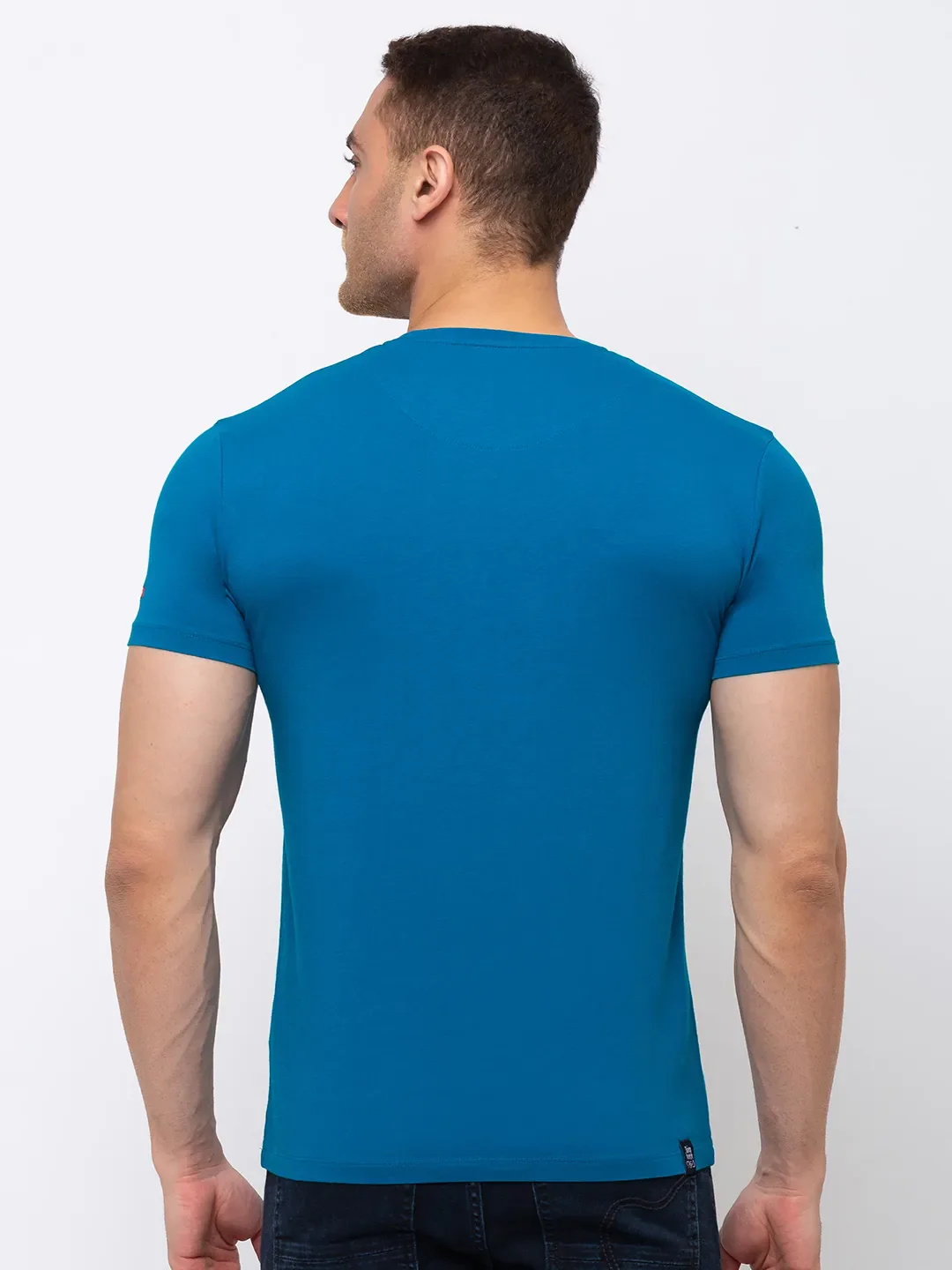 Teal Regular Fit Round Neck Men's T-Shirt by Being Human Clothing - Image 4