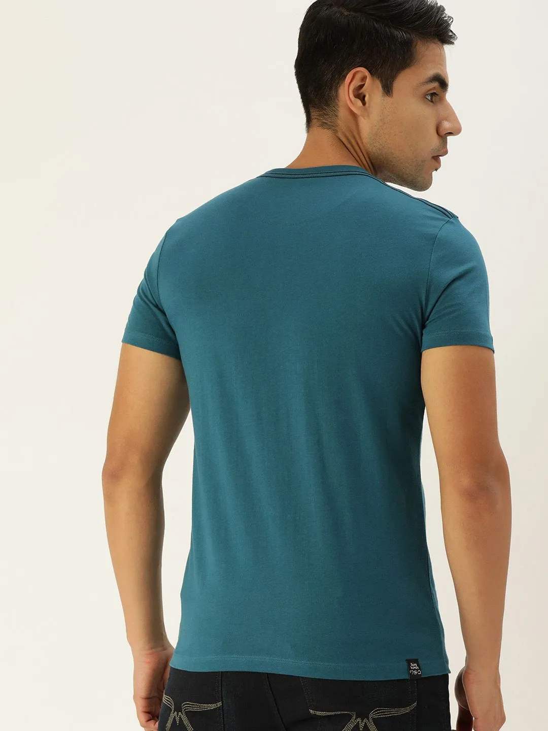 Teal Regular Fit Men's Short Sleeves T-Shirt by Being Human Clothing - Image 4