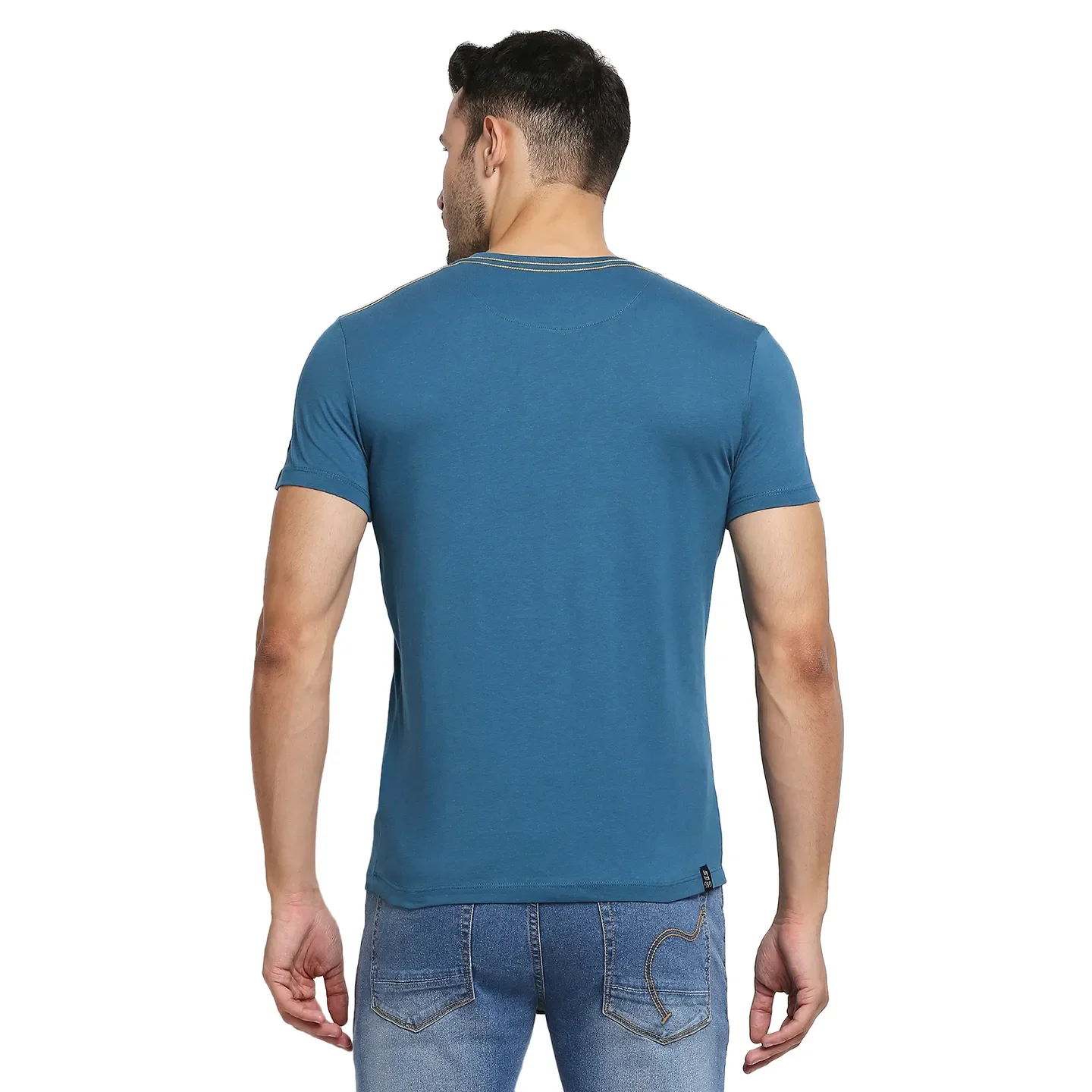 Teal Regular Fit Men's Short Sleeves T-Shirt by Being Human Clothing - Image 4