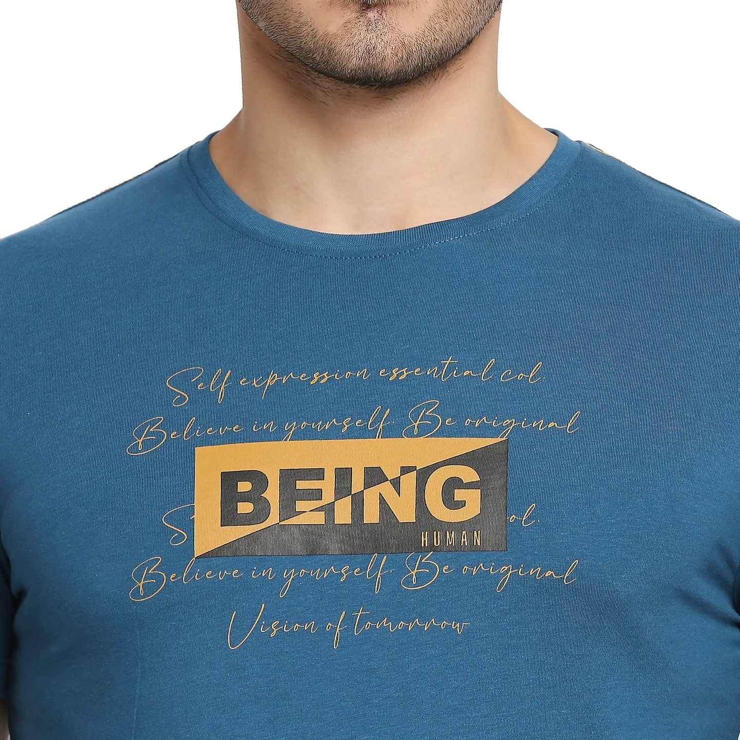 Teal Regular Fit Men's Short Sleeves T-Shirt by Being Human Clothing - Image 5