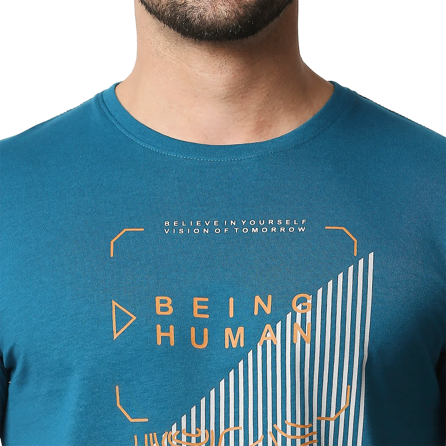 Teal Regular Fit Men's Short Sleeves T-Shirt by Being Human Clothing - Image 5