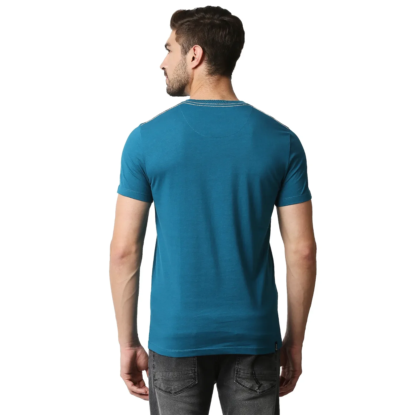 Teal Regular Fit Men's Short Sleeves T-Shirt by Being Human Clothing - Image 4