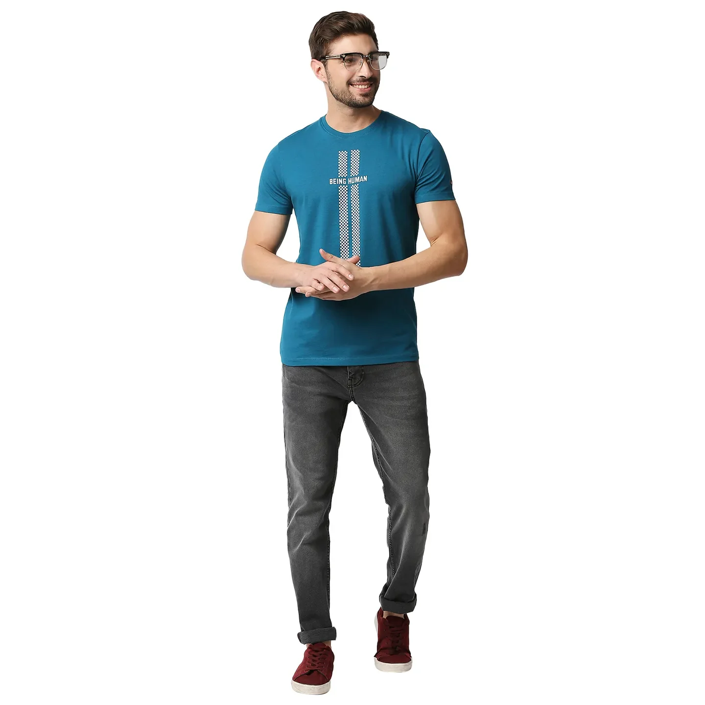 Teal Regular Fit Men's Short Sleeves T-Shirt by Being Human Clothing - Image 6