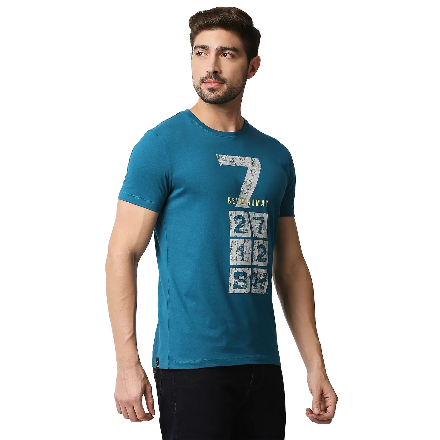 Teal Regular Fit Men's Short Sleeves T-Shirt by Being Human Clothing - Image 2
