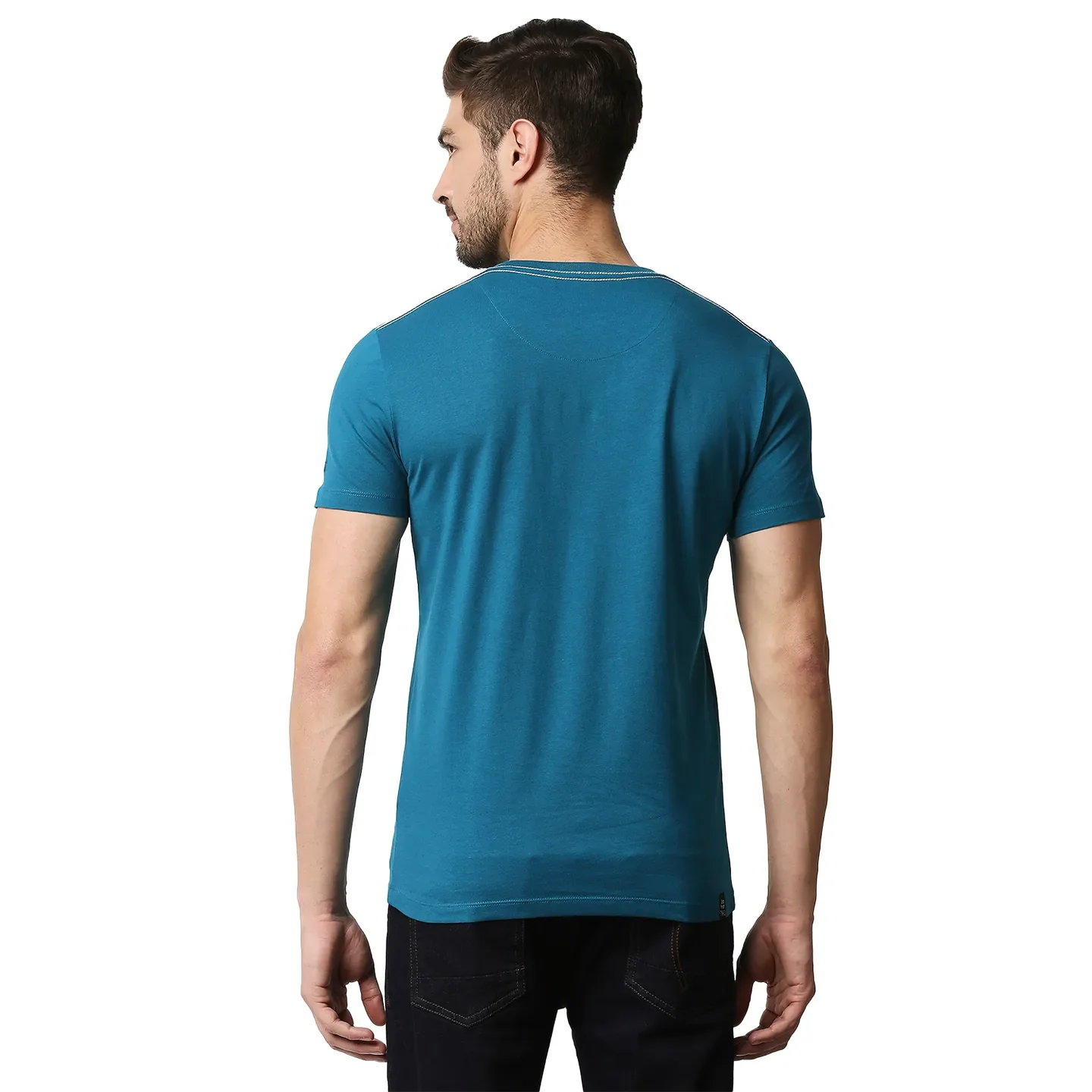 Teal Regular Fit Men's Short Sleeves T-Shirt by Being Human Clothing - Image 4