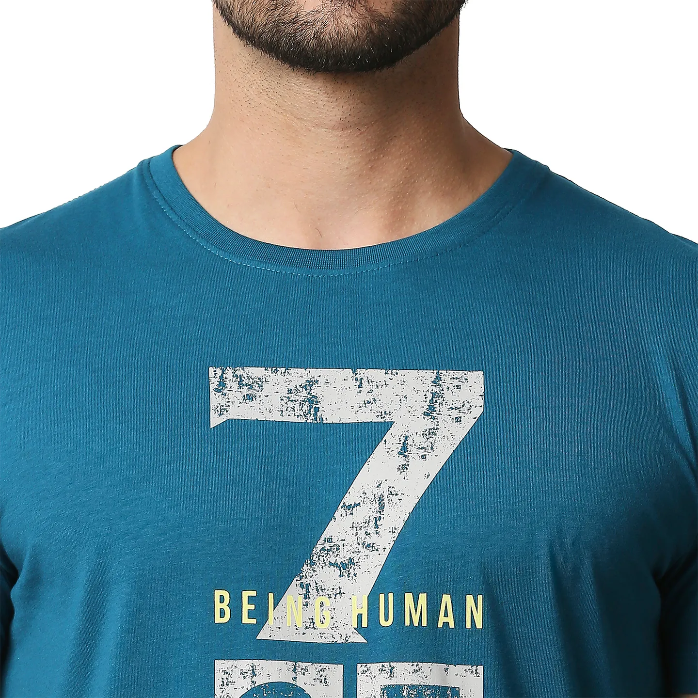 Teal Regular Fit Men's Short Sleeves T-Shirt by Being Human Clothing - Image 5