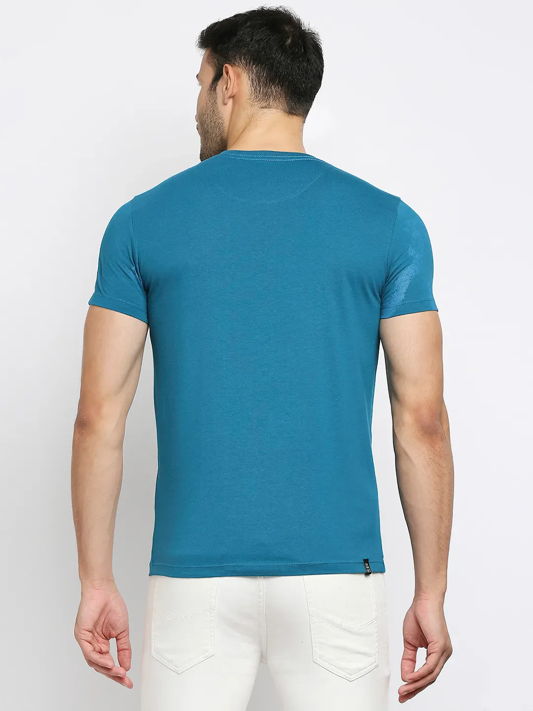Teal Regular Fit Men's Short Sleeves T-Shirt by Being Human Clothing - Image 3