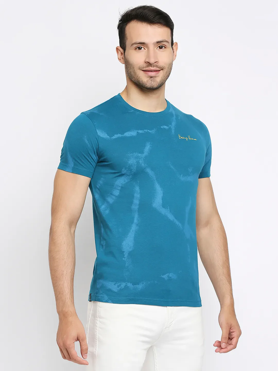 Teal Regular Fit Men's Short Sleeves T-Shirt by Being Human Clothing - Image 4