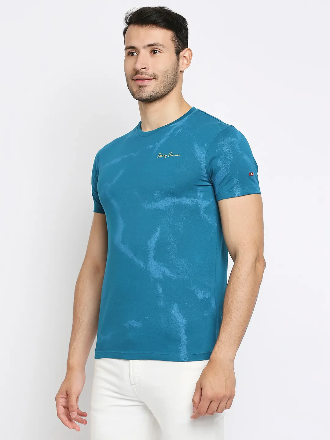 Teal Regular Fit Men's Short Sleeves T-Shirt by Being Human Clothing - Image 5