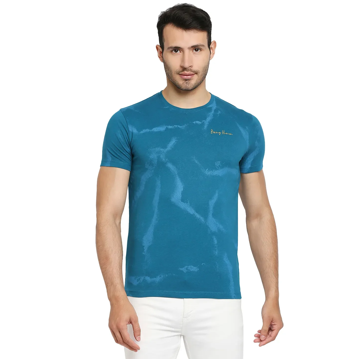 Teal Regular Fit Men's Short Sleeves T-Shirt by Being Human Clothing - Image 6