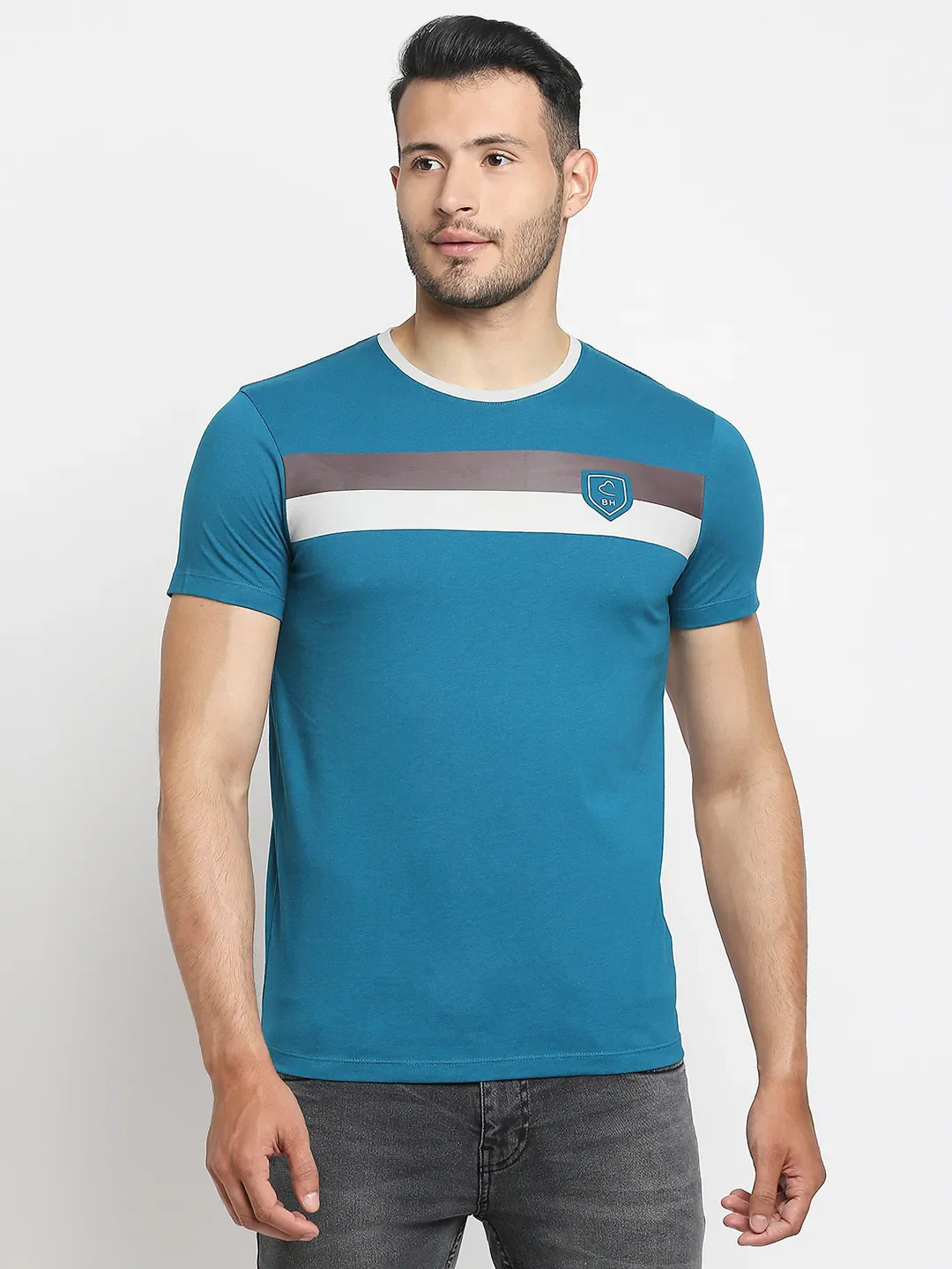 Teal Regular Fit Men's Short Sleeves T-Shirt by Being Human Clothing