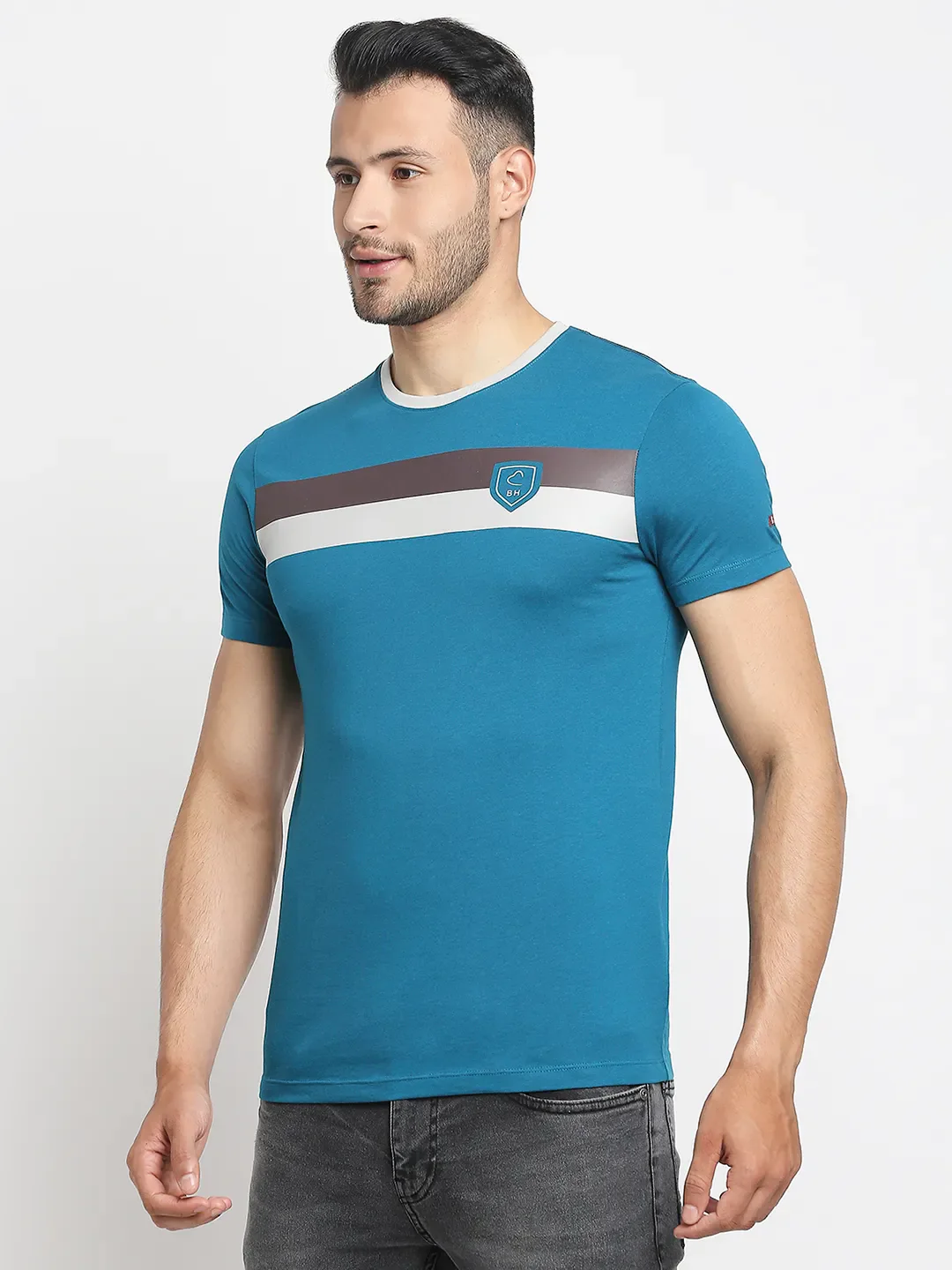 Teal Regular Fit Men's Short Sleeves T-Shirt by Being Human Clothing - Image 2