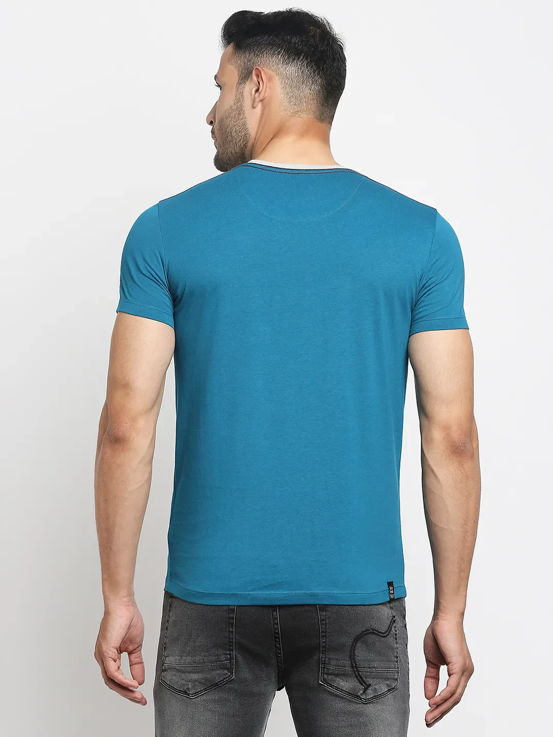 Teal Regular Fit Men's Short Sleeves T-Shirt by Being Human Clothing - Image 4