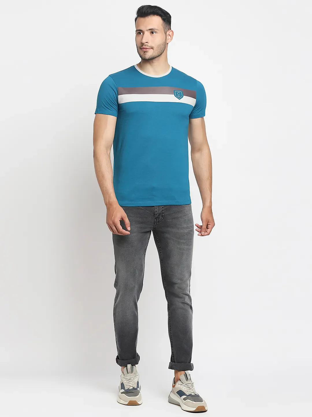 Teal Regular Fit Men's Short Sleeves T-Shirt by Being Human Clothing - Image 5