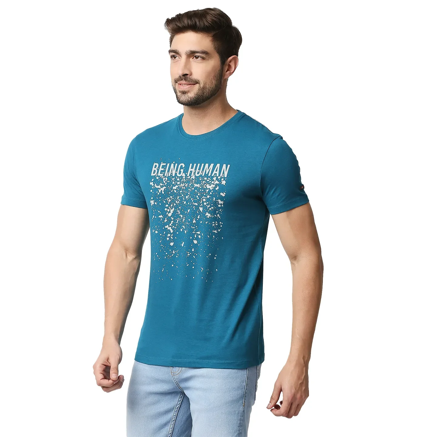 Teal Regular Fit Men's Short Sleeves T-Shirt by Being Human Clothing - Image 2