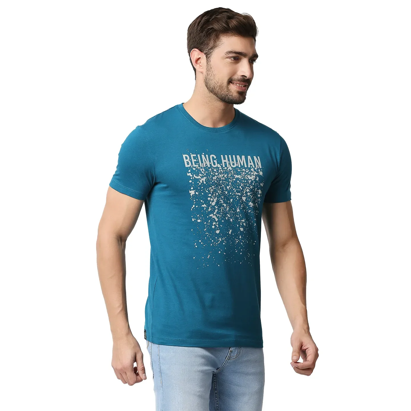Teal Regular Fit Men's Short Sleeves T-Shirt by Being Human Clothing - Image 3