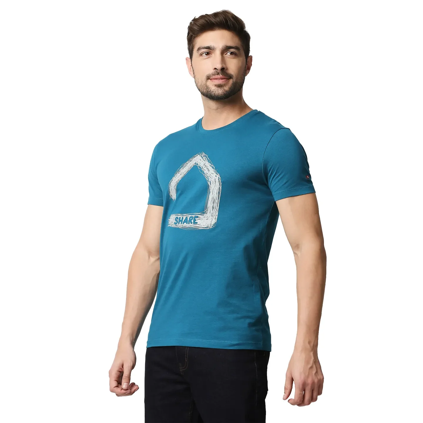 Teal Regular Fit Men's Short Sleeves T-Shirt by Being Human Clothing - Image 2
