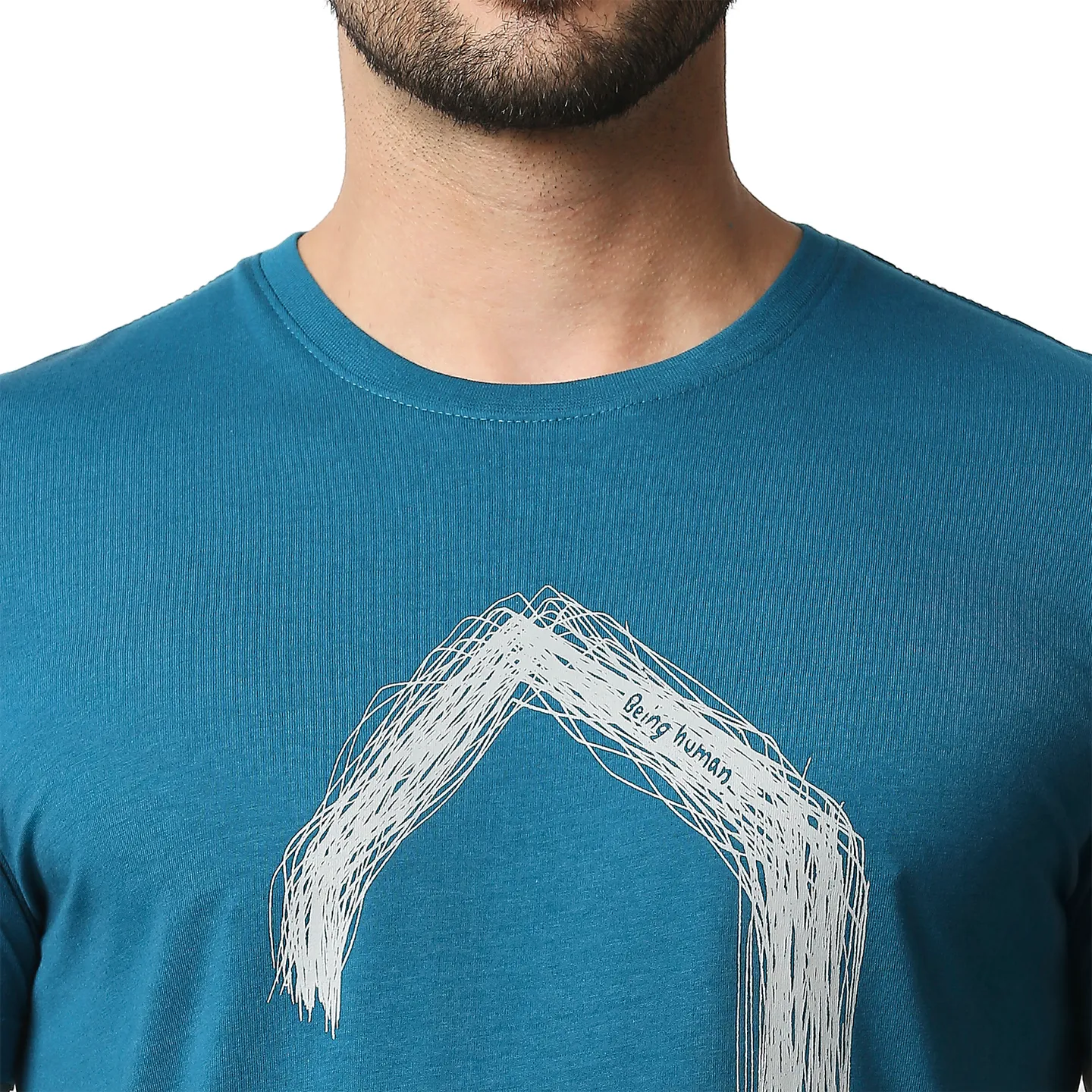 Teal Regular Fit Men's Short Sleeves T-Shirt by Being Human Clothing - Image 5