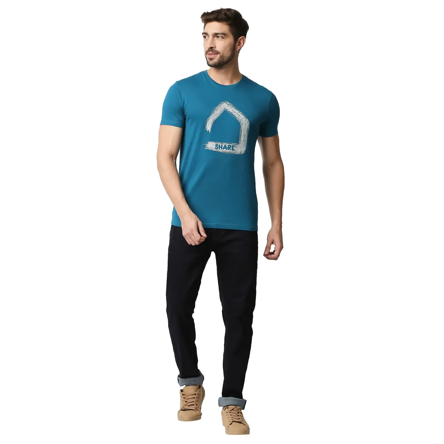 Teal Regular Fit Men's Short Sleeves T-Shirt by Being Human Clothing - Image 6