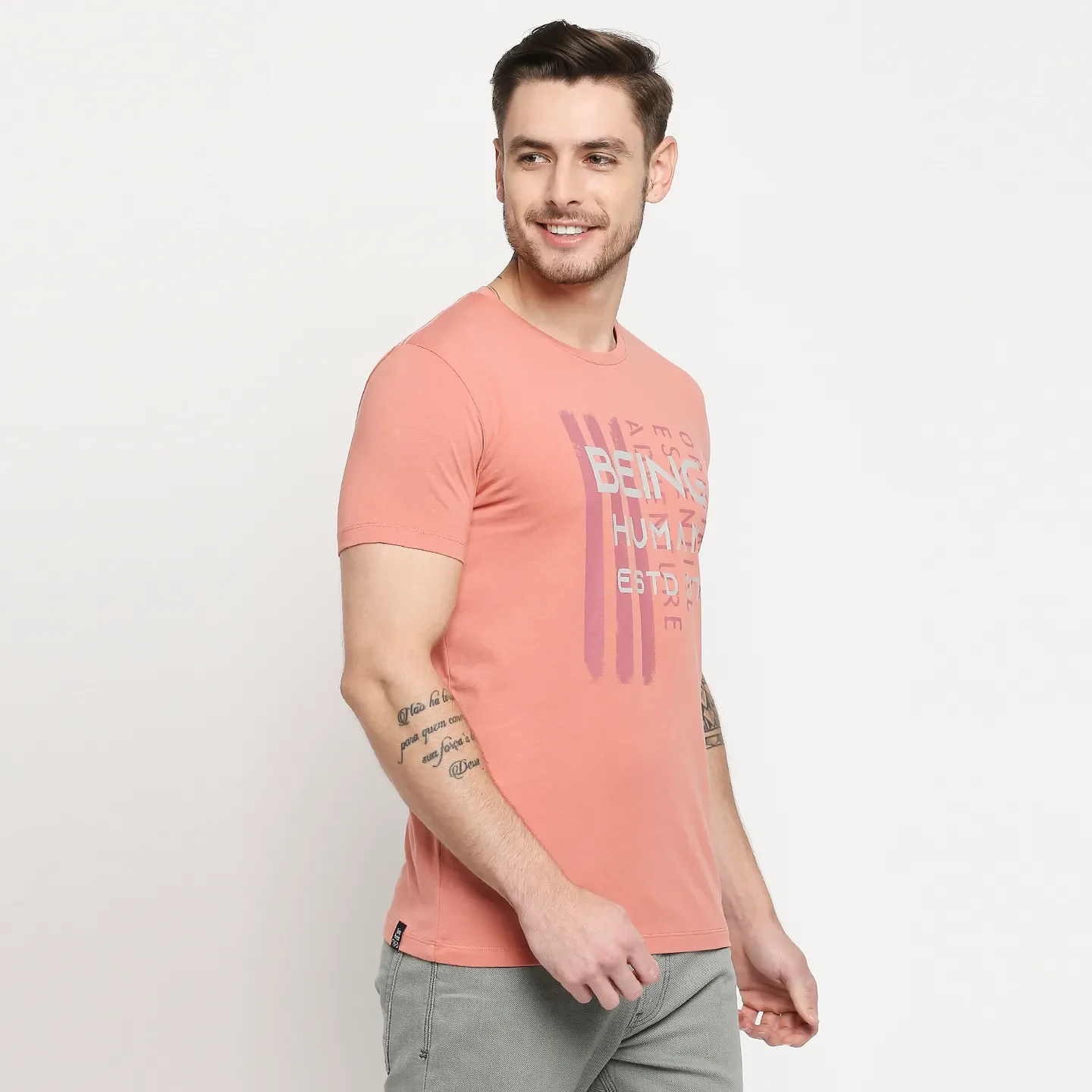 Red Regular Fit Men's Short Sleeves T-Shirt by Being Human Clothing - Image 4