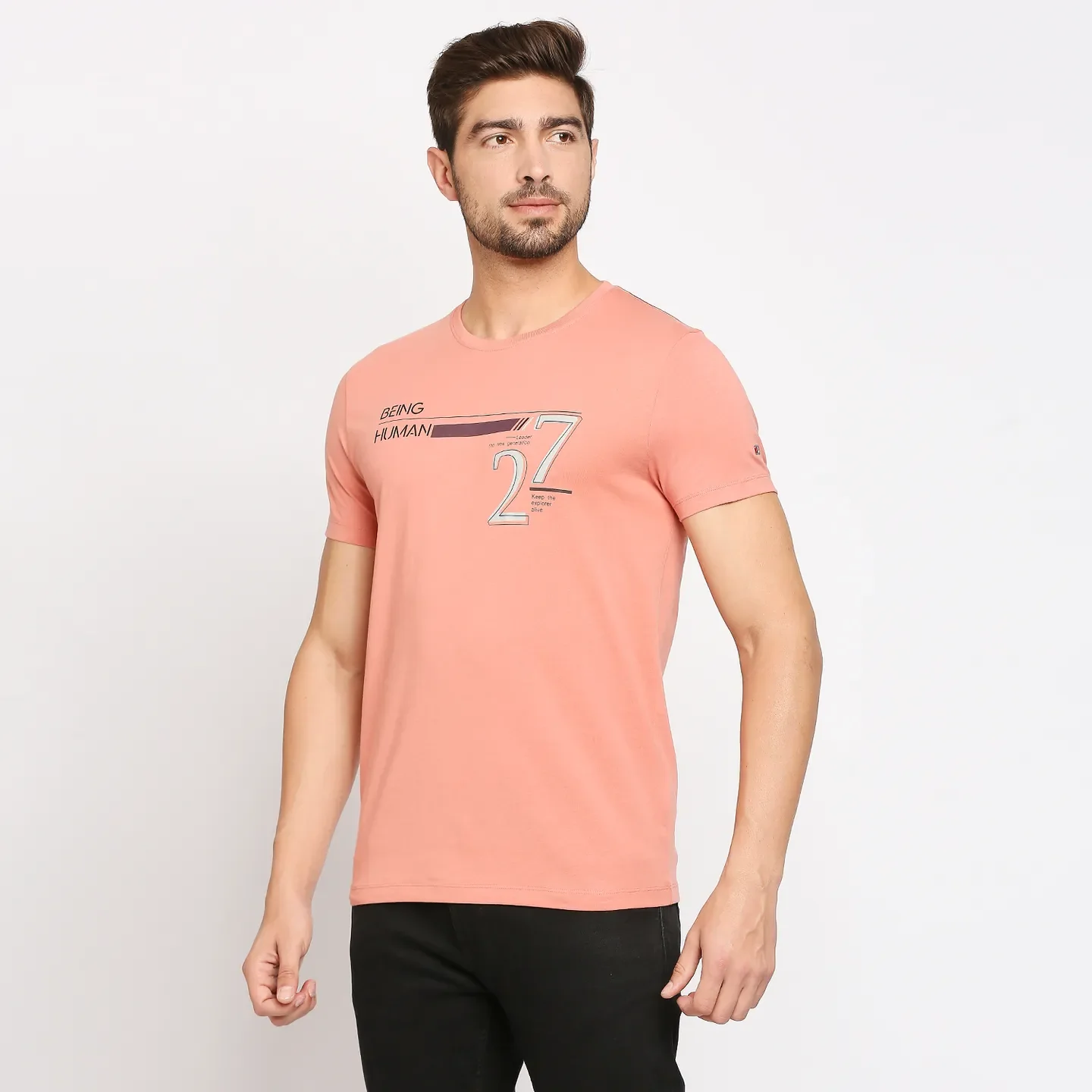 Red Regular Fit Men's Short Sleeves T-Shirt by Being Human Clothing - Image 2