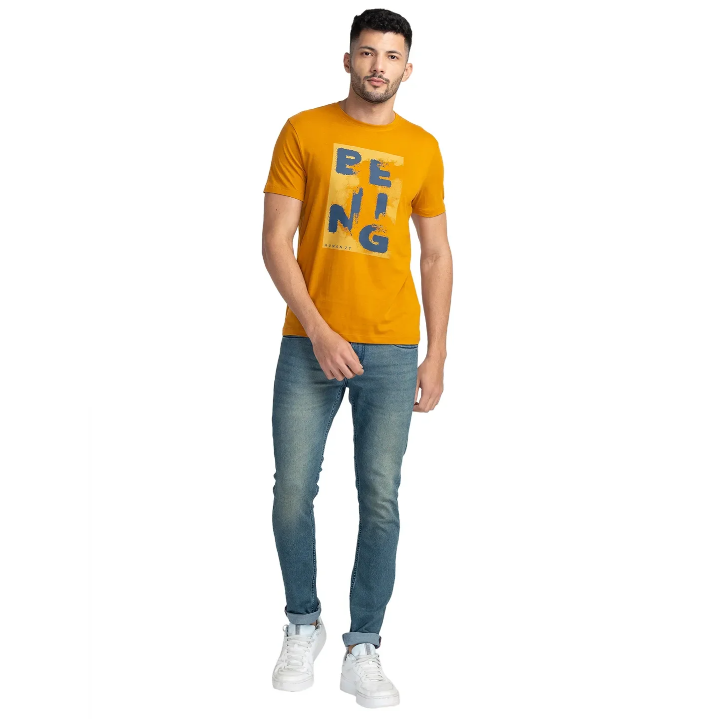 Orange Regular Fit Men's Short Sleeves T-Shirt by Being Human Clothing - Image 2