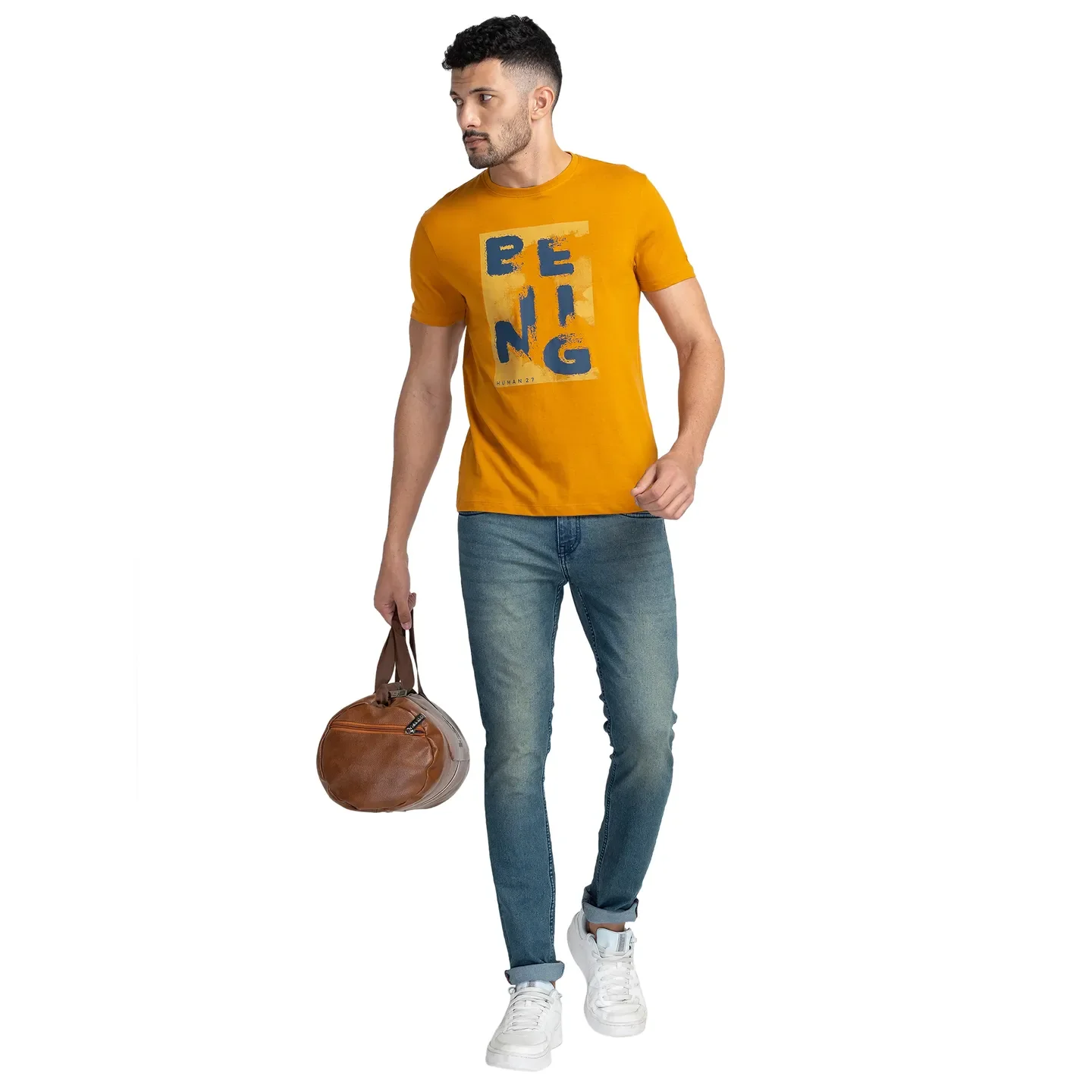 Orange Regular Fit Men's Short Sleeves T-Shirt by Being Human Clothing - Image 6