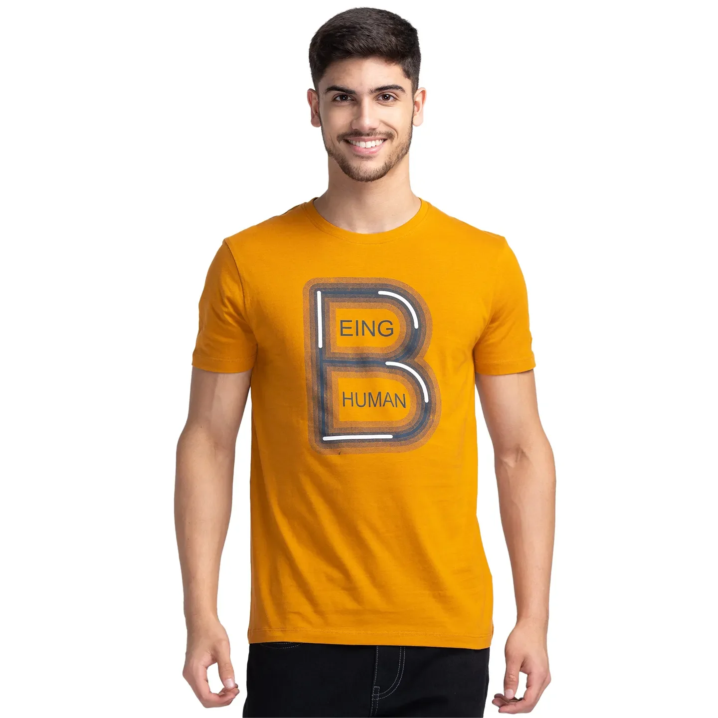 Orange Regular Fit Men's Short Sleeves T-Shirt by Being Human Clothing