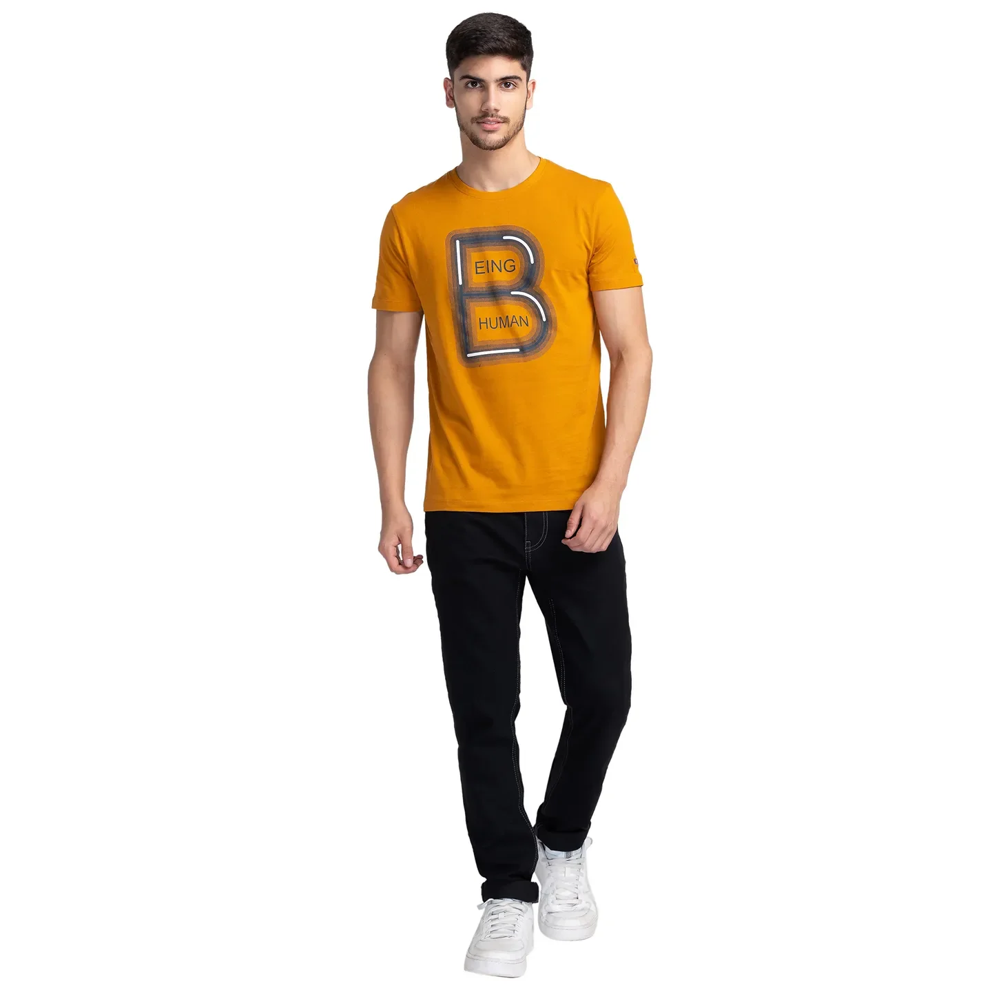 Orange Regular Fit Men's Short Sleeves T-Shirt by Being Human Clothing - Image 2