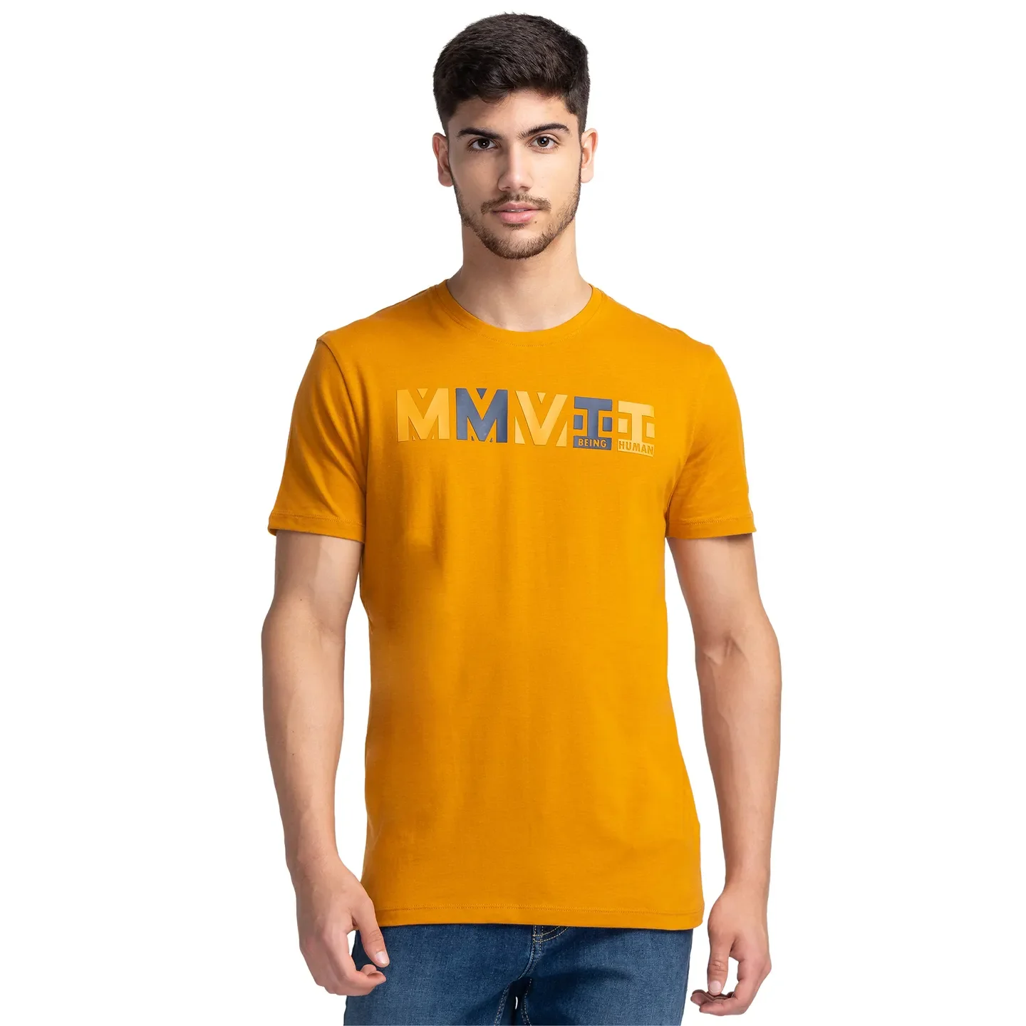 Orange Regular Fit Men's Short Sleeves T-Shirt by Being Human Clothing