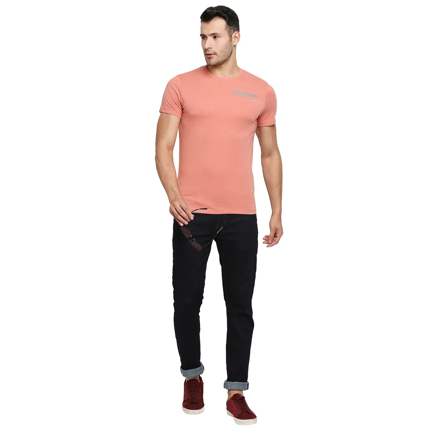 Red Regular Fit Men's Short Sleeves T-Shirt by Being Human Clothing - Image 3
