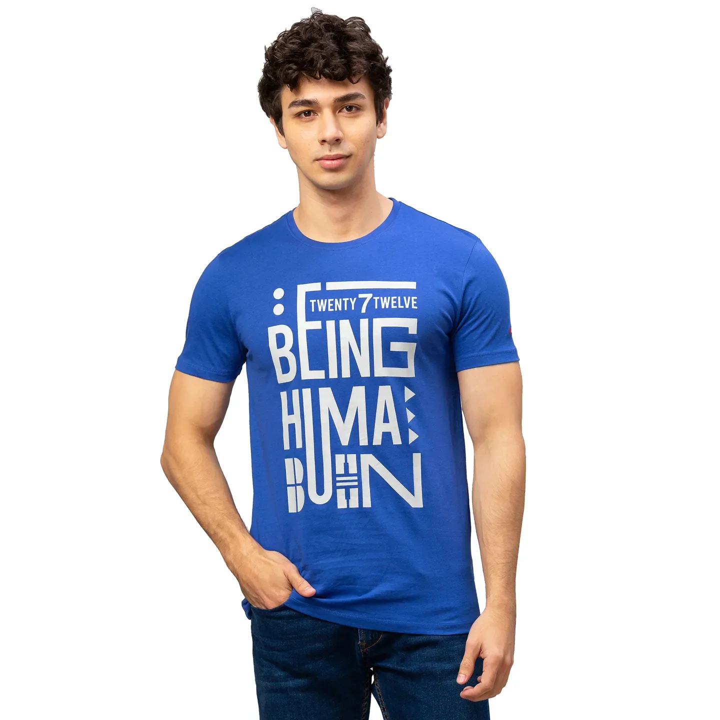 Blue Regular Fit Men's Short Sleeves T-Shirt by Being Human Clothing