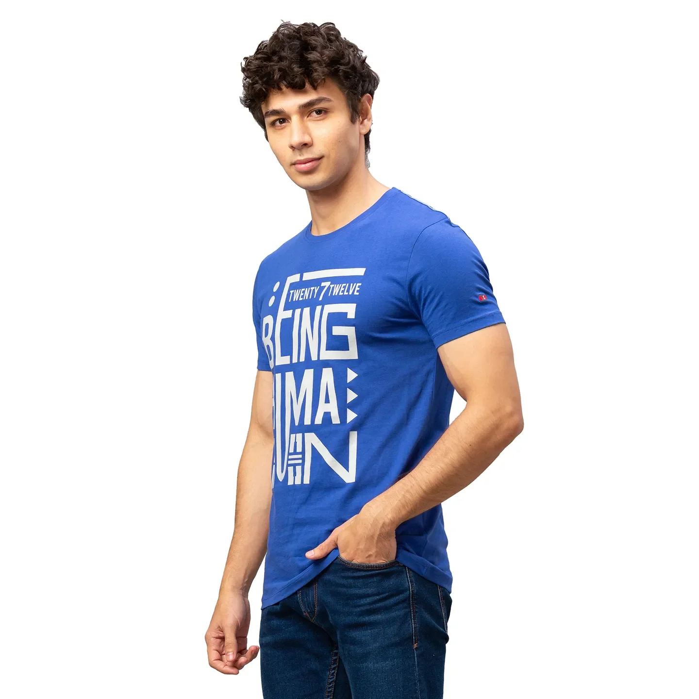 Blue Regular Fit Men's Short Sleeves T-Shirt by Being Human Clothing - Image 2