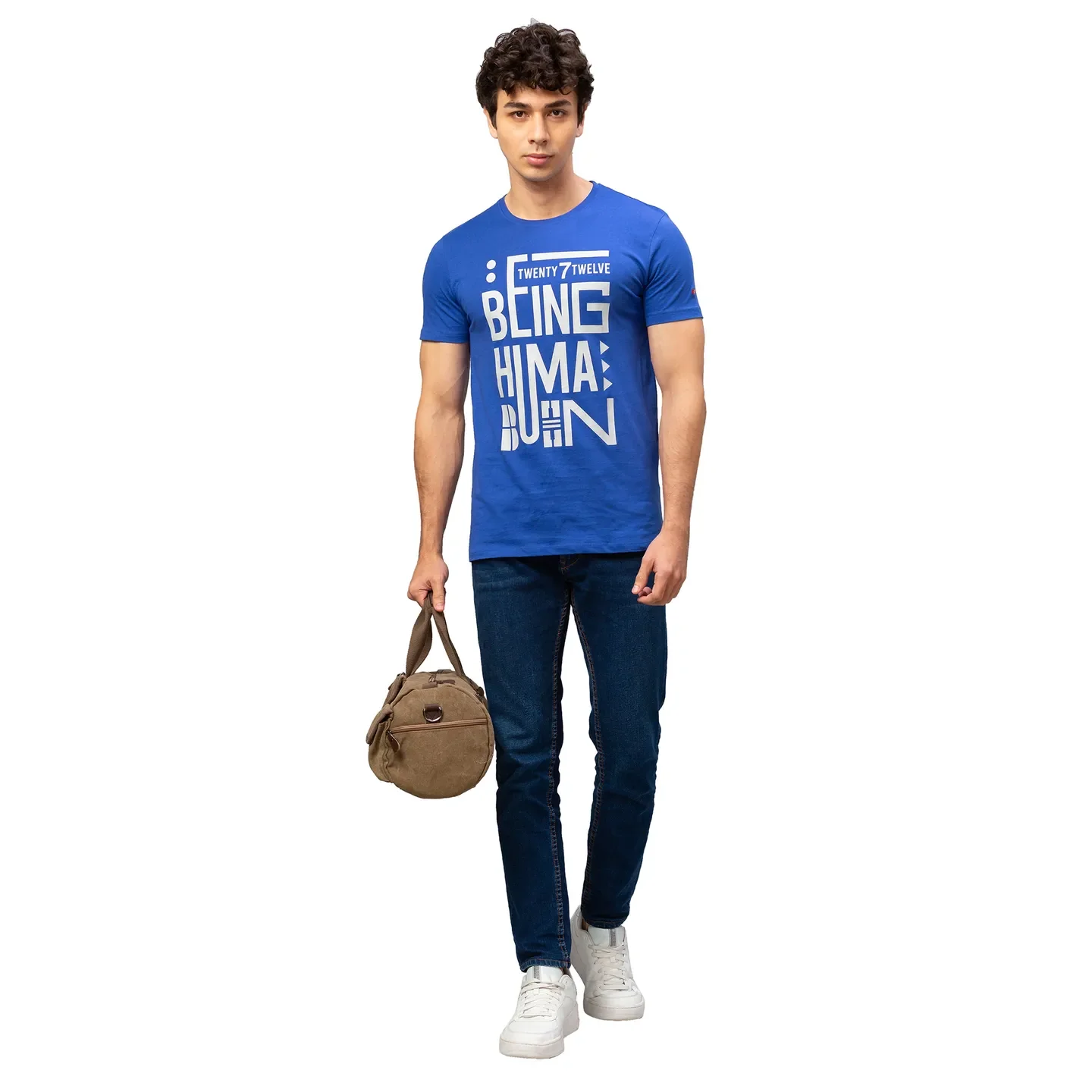 Blue Regular Fit Men's Short Sleeves T-Shirt by Being Human Clothing - Image 5
