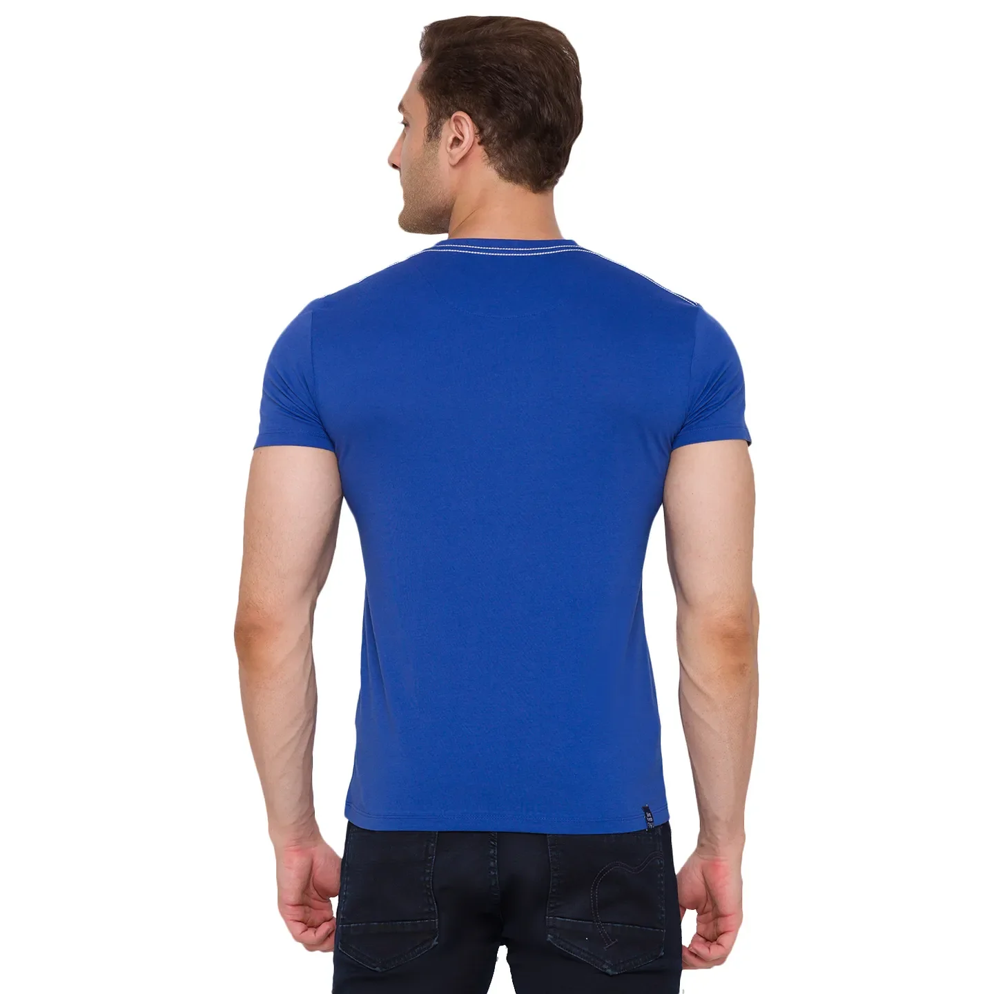 Blue Regular Fit Men's Short Sleeves T-Shirt by Being Human Clothing - Image 3