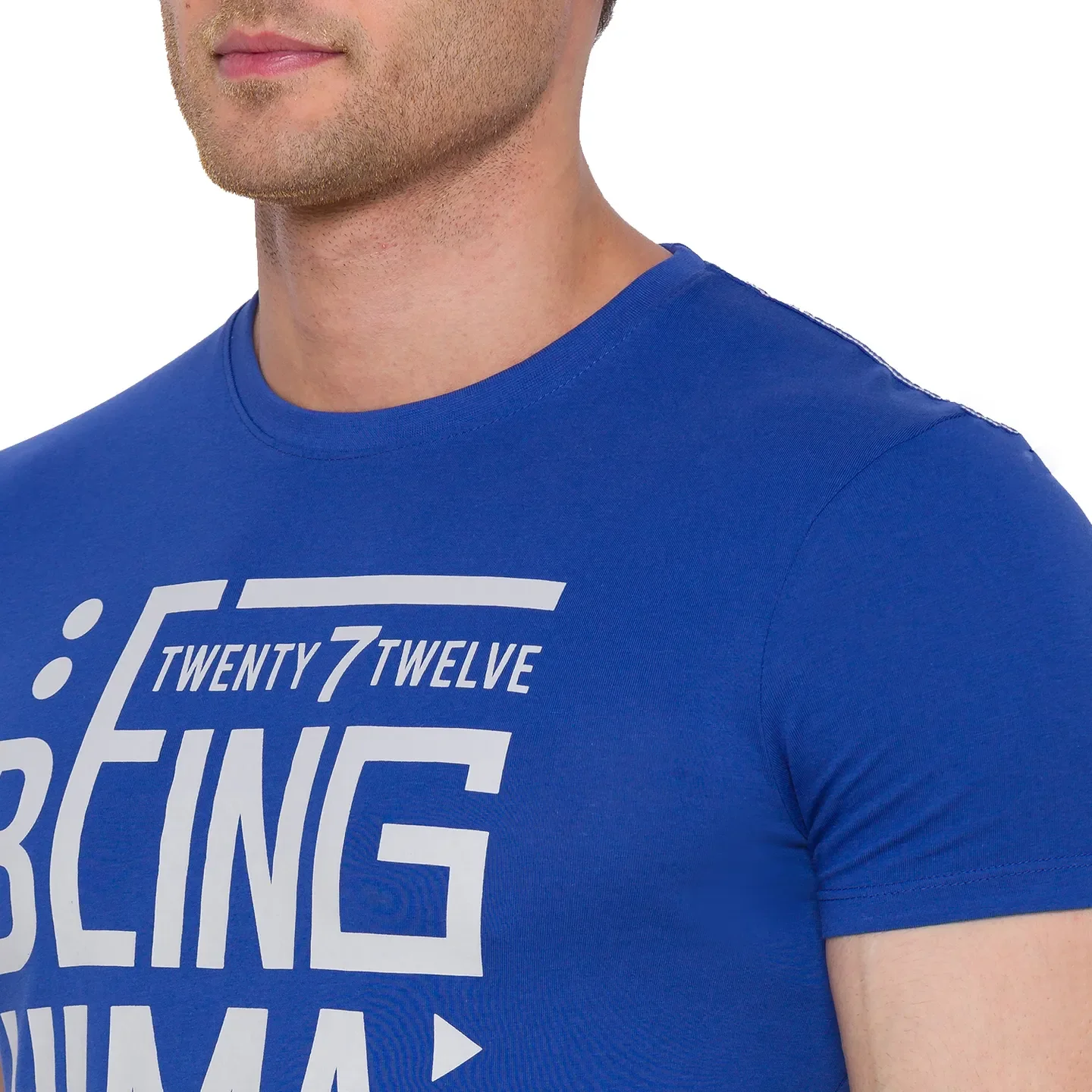 Blue Regular Fit Men's Short Sleeves T-Shirt by Being Human Clothing - Image 4