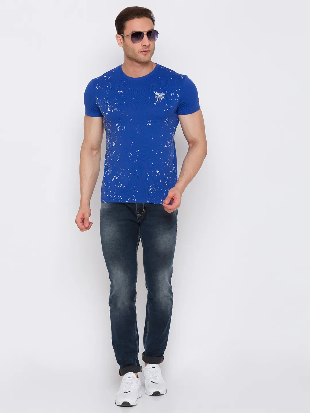 Blue Regular Fit Men's Short Sleeves T-Shirt by Being Human Clothing - Image 6