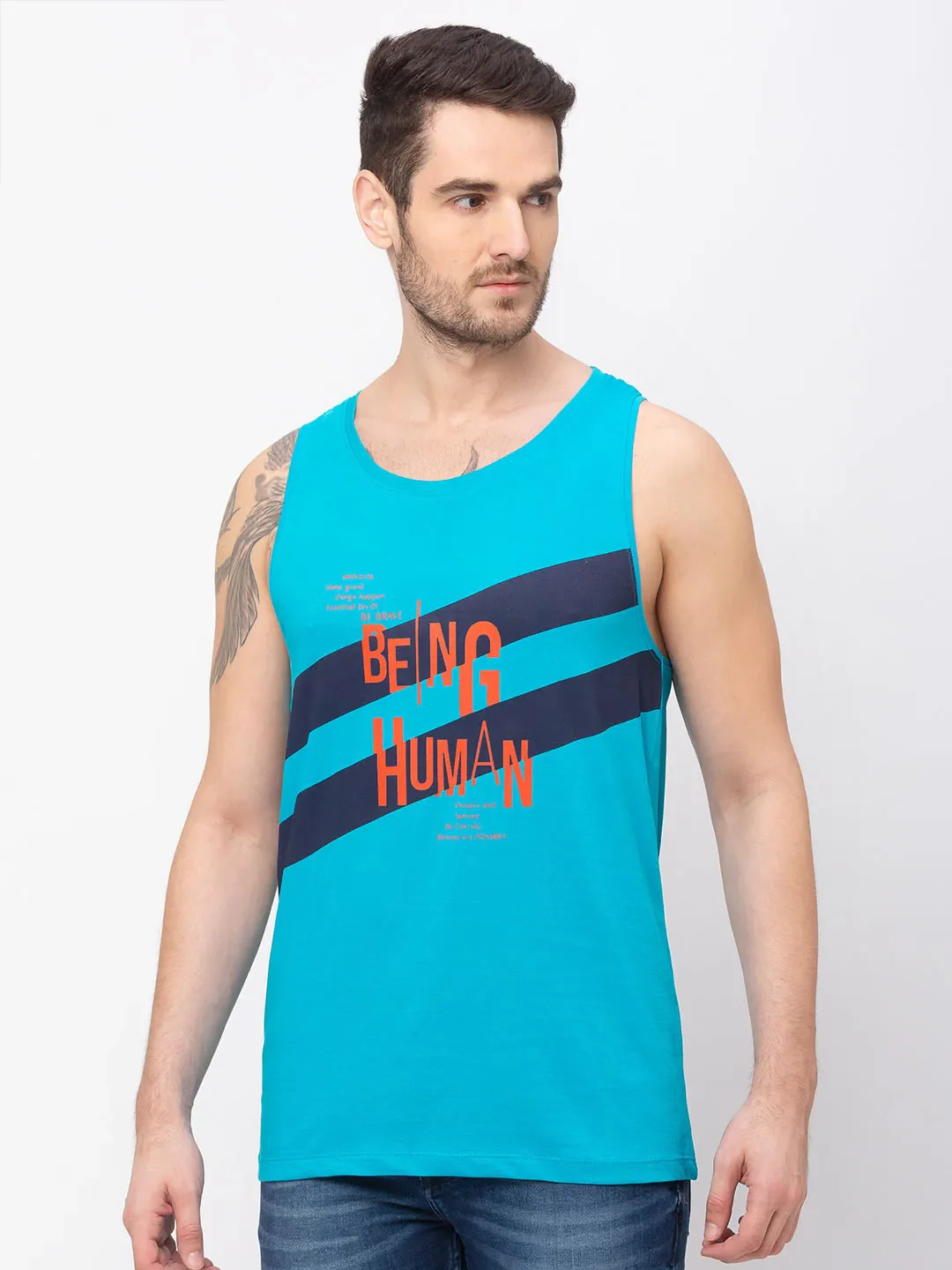 Blue Regular Fit Men's Short Sleeves T-Shirt by Being Human Clothing - Image 3
